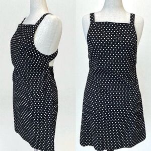 ASOS 100% Cotton Black & White Polka Dot Sleeveless Mini Knee Length Apron Dress
